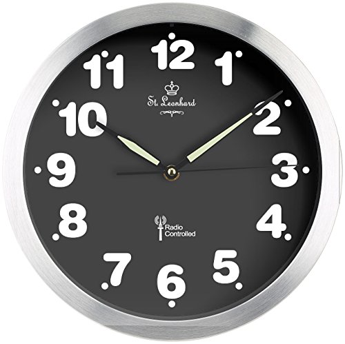St. Leonhard Funk-Wanduhr mit weißer LED-Zifferbeleuchtung und Quarz-Uhrwerk - 3