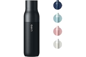LARQ Bottle Twist Top - Botella de agua de acero inoxidable con aislamiento al vacío y diseño galardonado, termo, 500ml, Obsidian Black