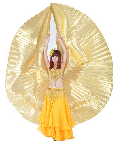 Preisvergleich Produktbild Dance Fairy Bauchtanz Isis Flügel Tanzstützen gold (mit Stöcken)