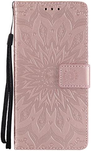 Huawei Mate10 Lite Case - High Quality Flip PU Leather Case Sun Embossed Pattern/Stent/Wallet/With Card Holder/Protection Case Cover for Huawei Mate10 Lite(Rose gold)