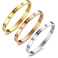 Shining Diva Fashion 18K Gold Plated Stainless Steel Openable Crystal Bracelet | Cuff Bangle | Friendship Couple Wedding Gifts for Mother Sister Wife Girlfriend | Anti Tarnish Jewellery