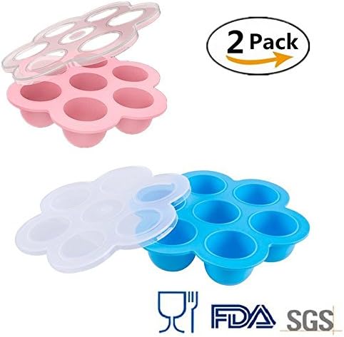 2 Pack Silicone Egg Bites Mold for Instant Pot Accessories -Baby Food Freezer Tray with Lid Reusable Storage Container