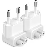 Pack of 2 European Plug Adapter Duckhead Compatible MacBook iPhone iPad | Carga r&aacute;pida tipo C, protecci&oacute;n cortocircuitos, ign
