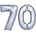 Produktbild DekoRex ® Folienballon Zahlenballon Heliumballon Luftballon Geburtstag Deko 120cm Zahl Silber 70