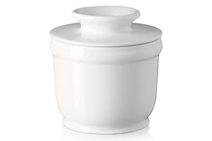 DOWAN Pojemnik na masło, porcelanowy pojemnik na masło z linią wody do miękkiego świeżego masła, koniec z twardym masłem, francuski pojemnik na masło, prezent na parapetówkę i dekoracja do domu kuchni