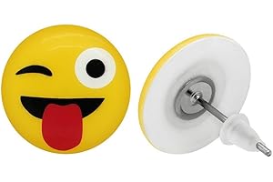 SOULCATS Soul-Cats® 1 pair of stud earrings emoticons Emoji Emoticon yellow acrylic stainless steel earrings jewelry