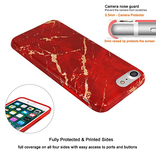 JIAXIUFEN TPU Gel Silicone Protettivo Skin Custodia Protettiva Shell Case Cover Per Apple iPhone 7 / iPhone 8 - Red Marmo Design