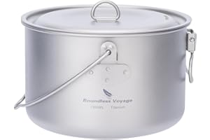 Boundless Voyage Vaso da Esterno in Titanio da 750ml 800ml 1100ml 1300ml con Manico Piegato sul Coperchio Escursione da Campeggio in Campeggio da Picnic Picnic Ultraleggero