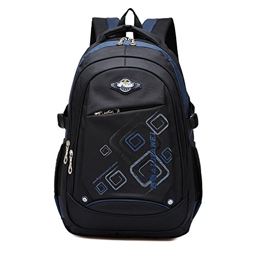 Mayzero Sac à Dos imperméable pour école, Voyage, Camping, pour garçons et Filles, Z-Darkblue (Noir) -