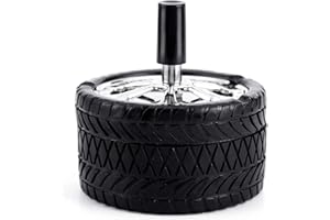 Cisixin Posacenere Girevole，Posacenere Rotante,Posacenere Creativo Tipo Pneumatico, Adatto per Ufficio,Casa, Esterno,Black