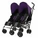 Obaby Apollo Black/Grey Twin Stroller and Black Footmuffs (Purple)