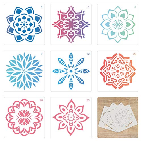 TAZEMAT 36 Hojas Plantillas para Pintar Diseño de Mandala Tarjetas de Plantilla para Manualidades DIY Artesanía para Pintar sobre Mueble Pared Diferentes Patrones Reutilizable 13 × 13cm