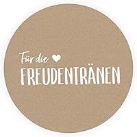 50 Freudentränen Sticker - Wunderschöne, runde Aufkleber zur Hochzeit, Kraftpapier, vintage, braun, DIY Wedding, Ø 4cm - Passend für Taschentücher