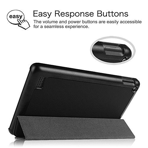 Fintie Fire 7 2015 Hülle – Ultra Slim Lightweight Schutzhülle Tasche Smart Shell Case mit Standfunktion für Amazon Fire 7 Zoll (5. Generation – 2015 Modell) Tablet, Schwarz - 8
