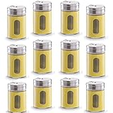 12 St&uuml;ck Gew&uuml;rzstreuer Set aus Edelstahl STAR-LINE&reg; Farbe - GELB mit Sichtfenster 80 ml Vorratsgl&auml;ser Gew&uuml;rzdosen Streudosen