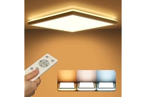 Epochglo LED Deckenleuchte Dimmbar mit Fernbedienung, Flach LED Panel 24 W, 2400 lm, Farbtemperatur 3000 K-6000 K, 30 cm Eckig Deckenlampe Weiß für Schlafzimmer, Wohnzimmer, Badezimmer, Küche