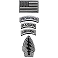 Military Patches, Tactical American Flag Patches Special Forces Ranger Airborne Badges 5 Pieces Hook and Loop Embroidered Morale Patch (Gray)