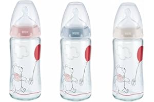 PARIS STOCK Lot de 3 Biberons verre Nuk Winnie l'ourson 240 ml First Choice+