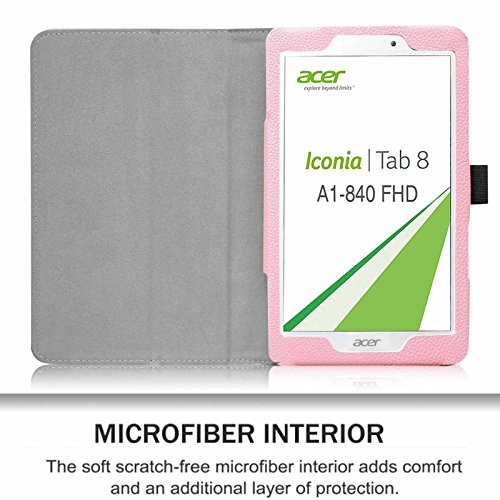 Fintie Acer Iconia Tab 8 A1-840 FHD Hülle – Hochwertige Kunstleder Slim Fit Stand Case Cover Schutzhülle Tasche Etui für Acer Iconia A1-840 FHD (8 Zoll) Tablet, Rosa - 6