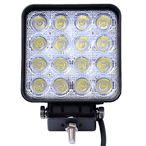 Viugreum led 12-24V luz de trabajo, IP67 iluminación al aire libre, 48W 9600 lúmenes lámparas de inundación, led luz para coche jeep barco camión UTE SUV ATV (48W / Rectángulo)