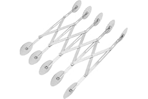CYRANK Cortador De Masa De 5 Ruedas, Herramienta De Rueda De Pizza De Doble Cabezal Cortador De Masa Ajustable De Acero Inoxidable Rodillo Cortador De Masa Para Rebanar Pizza Expandible Para Hornear