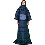 KANGURU Extreme Navy, Blu, Piumino con Maniche, per Freddo Estremo, caldissimo, Poliestere, Grigio, 140 x 180 Centimeters