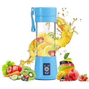 Mash Portable Blender, Personal Size Electric Rechargeable USB Juicer Cup, Fruit Mixer Machine with 4 Blades for Home and Travel (380 ml, Multicolor)