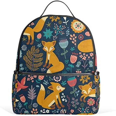 WowPrint Cute Fox Flower Backpack Book Bag Shoulder School Backpacks Rucksack Hiking Travel Daypack Casual Bags