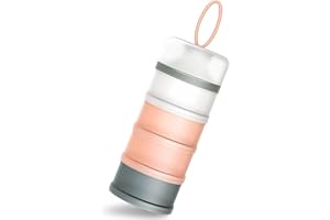 Queta Distributeur de lait en poudre portable pour nourrissons pour bébé, Boîtes empilables, 4 couches de contenant céréales/aliments/fruits/collations Allaitement 480 ml (Rose)