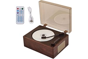 GENERIC Portable CD Player Bluetooth with Speakers, Small Retro DVD Player with Remote Control, Supports USB/AUX/Type-C, Rechargeable Music Player, 3.5mm AUX Desktop CD Player for Home Office Decor (Walnut)