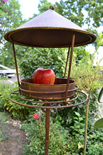 Gartenstecker 140 cm-Vogelfutterhaus - Futterstelle mit Haus und Körner-Wasserschale für Meisenknödel