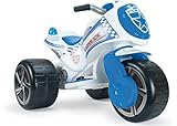 Velocidad máxima: 5 - 6 Km/h INJUSA- Trimoto Waves Police con Luces Y Sonidos Y Decorac, Color Blanco/Azul (7293)