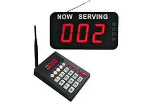 CYSSJF Wireless Queue Calling System, 3-Digit Restaurant Pager for Number Calling, Customer Waiting Number Caller (1 LED Numeric Display + 1 Keyboard)