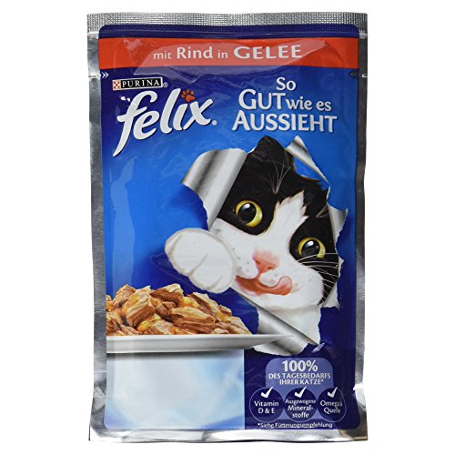 Preisvergleich Produktbild Felix So Gut wie es Aussieht Katzenfutter, Rind in Gelee, 1er Pack (1 x 100 g)
