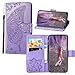 Produktbild BestCatgift Honor V20 PU Leather Flip Wallet Hülle [Embossed Series Butterfly & Flower] Phone Accessories Wallet Folio Cover Für Huawei Honor V20/View 20 - Light Purple