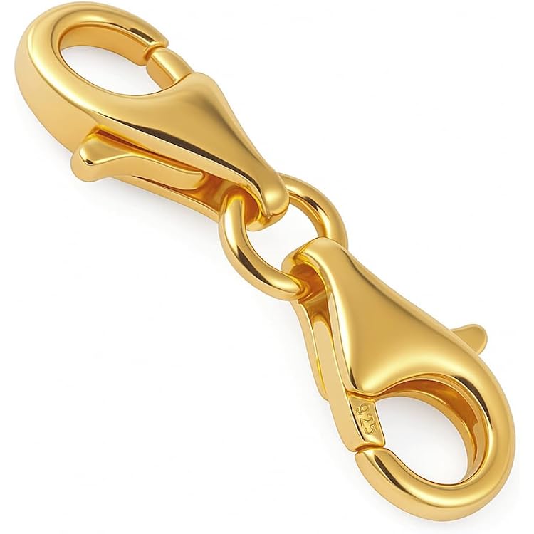 Fermoir Mousqueton En Or 18k Et Argent – Pièce Unique, Micro-rayures – Neuf Sans Emballage