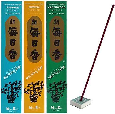 Japanese Incense – Set of 3 boxes of incense: 150 Sticks – Scent: Jasmine Mimosa + Cedar