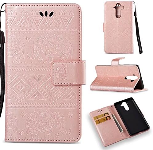 COWX Flip Wallet PU Leather Case Cover for Nokia 8 Sirocco Bag Elephant Nokia 8 Sirocco (Rose Gold)