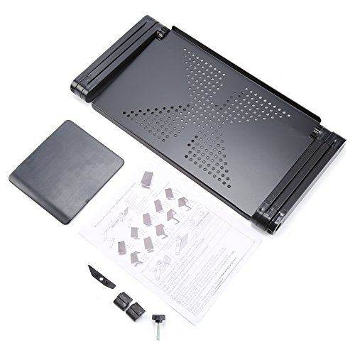 Einstellbare Laptoptisch Betttisch Notebooktisch Aluminium Notebookständer Laptopständer Schreibtisch Ständer Klapptisch mit Löcher Mausplatte - 7