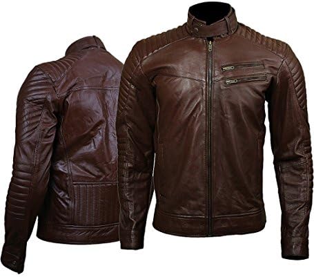 Mens Double Zipper Pocket Bomber Brown Jacket