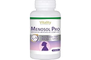 Wechseljahre Kapseln mit Salbei, Wild Yam & Vitamin B6 (60 Stk) Hitzewallungen Menopause, Natürlich und Hormonfrei, Menosol Pro Vitality Nutritionals by VitaminExpress