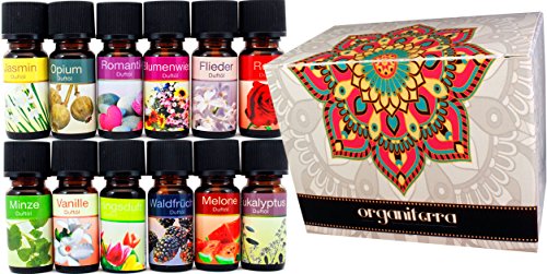 12 Botellas Aceites Esenciales Perfumados Concentrados en Caja de Regalo REF31 - Incluye Las Fragancias más exclusivas - 10ml Cada Botella de Vidrio. Envio y Garantia de España