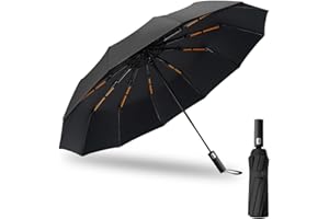 Zumhigh 12K Windproof Travel Umbrella – Compact Automatic Open & Close Folding Umbrella with 12 Reinforced Ribs, Strong Wind & Heavy Rain Protection, Portable Black Umbrella for Men & Women