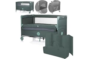 Dermodiva Lettino da Viaggio Co-Sleeping 0-4 anni Chipolino, Sponda Reclinabile, Materasso seamless, Kit Doppia Altezza, Borsa per il Trasporto, Richiudibile e Trasportaile (pine tex)