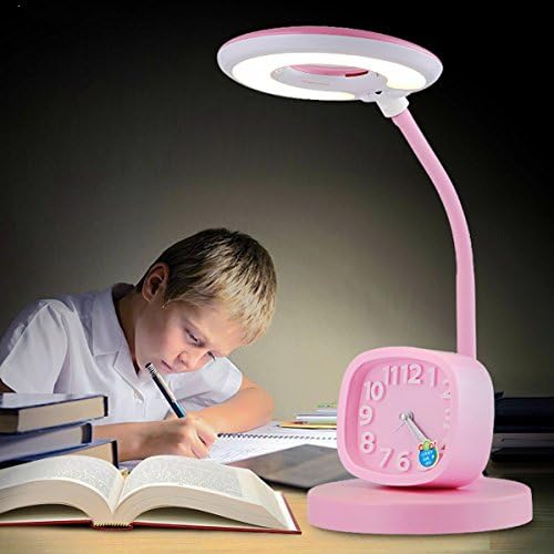 Eye Protection Learn Desk Lamp Touch LED Student Desk Reading Study Bedside Small Alarm Clock Table Lamp for Girls