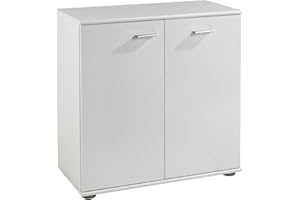 Home4You Kommode mit 2 Türen - Weiß matt - 71 cm breit - Sideboard Mehrzweckschrank