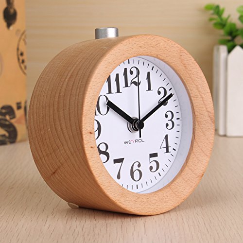 KING DO WAY Mute Kreativ Holz Wecker Handgemachte Tischuhr Snooze Funktion tickt Sanft Wecker Clock mit Nachtlicht ticken Digitale schlummer Runde hintergrundbeleuchtung Umweltfreundlich Uhr - 7
