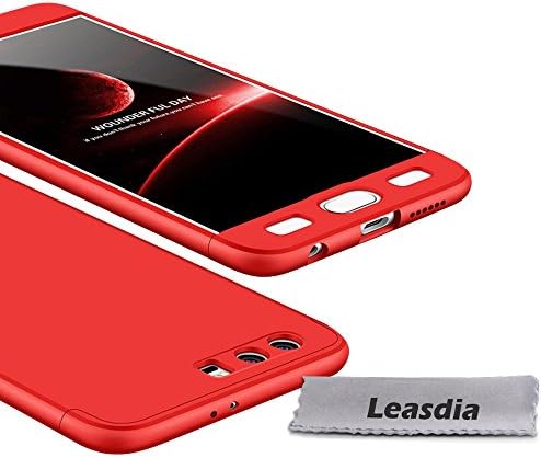 Leasdia™ Huawei Honor 9 3 in 1 Detachable Hard Shockproof Case Unique PC with Cap Protective Ultra Slim Anti-Scratch 360 Cover (Huawei Honor 9, Red)