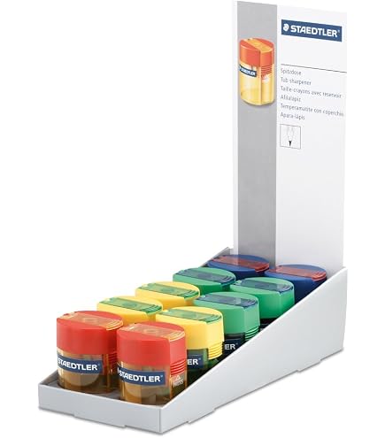 Set 4 Temperamatite Doppio Foro Con Contenitore Trucioli - Colori Blu, Verde, Arancione, Rosa Per Scuola E Ufficio