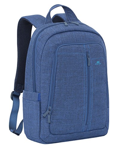 RIVACASE Notebook Rucksack bis 15.6“ – Stilvolle Tasche aus wasserabweisenden Material und extra verstärkten Seiten - Blau
